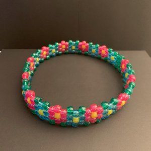 Glitter Flower Kandi Beaded Headband Rave & Festival Fashion Accessory